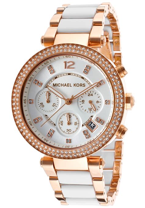 michael kors mk5774 ladies rose gold ceramic '|Michael Kors Women's Parker Chronograph Two.